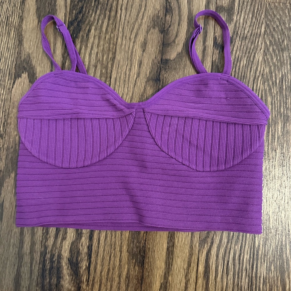 Purple ribbed bralette top